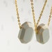 wood Diamond. geometric necklace. concrete grey faceted pendant on gold tone chain. Handcrafted wooden gemstone.