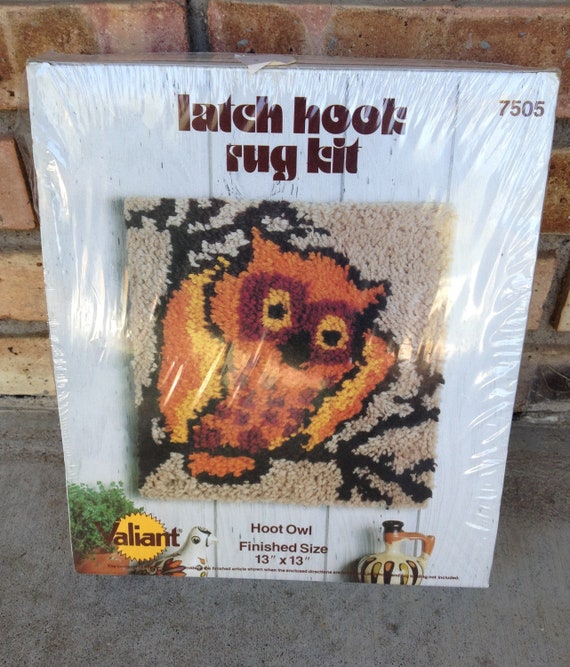 Vintage Hoot Owl Latch Hook Rug Kit Unopened by BlackRibbonVintage