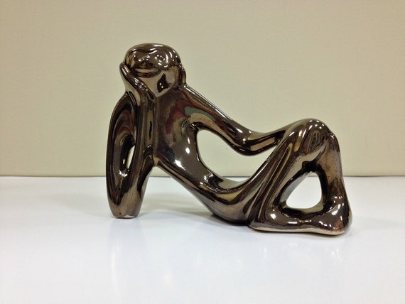 Abstract Reclining Monkey Figurine Mid Century Modern