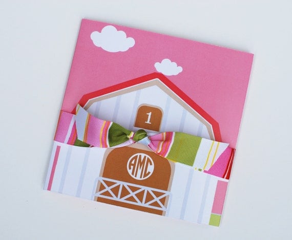 Petting Zoo Invitation, Girls Barnyard Birthday, PRINTED Invitation, As Seen on Hostess with the Mostess Il_570xn