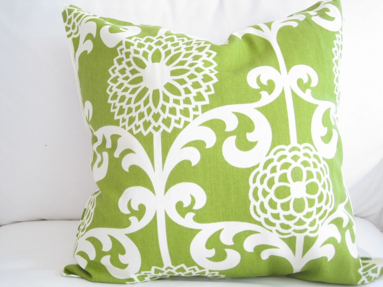 Sale Pillows Lime Green Floral Pillow Cover 20x20 inch