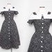 SALE 80s Does 50s Shirtwaist Dress Full Skirt / Vintage 80s Black Party Dress / Small Medium