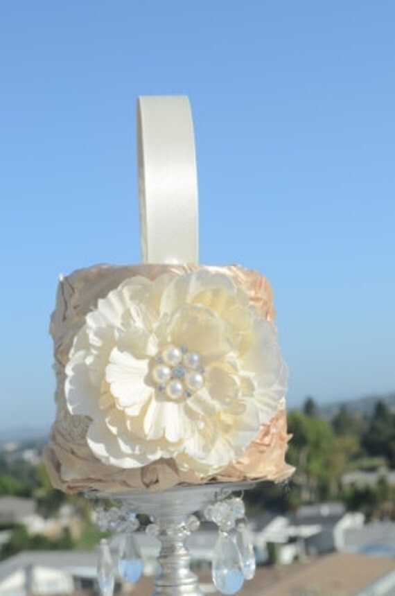 Gold Flower Girl Basketrosette basket with by ForeverLoveNotes