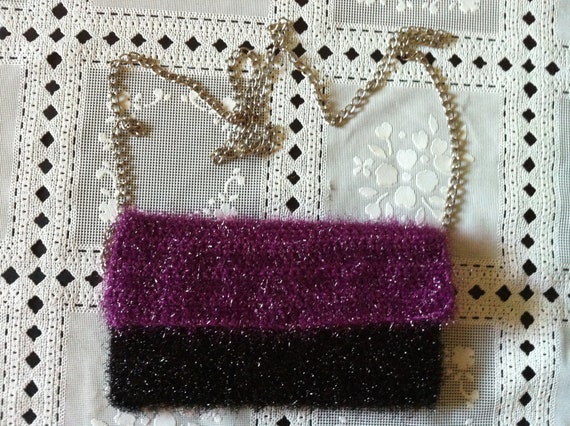 Evening Clutch Bag, Crochet Bags AND Purses in Dark Purple and Black ...