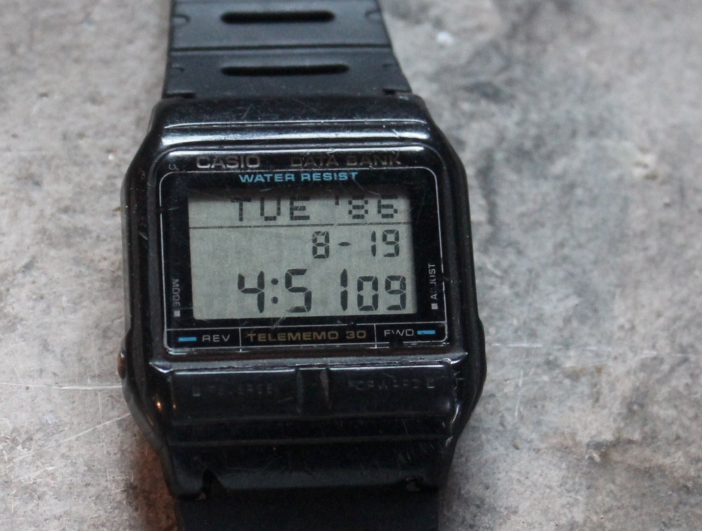 casio world time telememo black combi watch