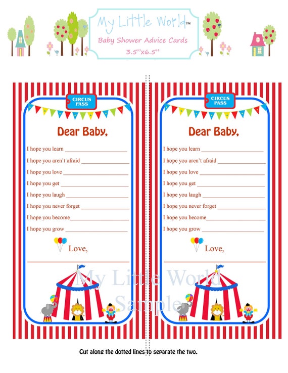 Baby Advice Cards - Circus Theme DIY PRINTABLE Il_570xn