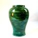 PRAIRIE STYLE VASE 1970s Vintage Modern Studio Art Pottery Marbled Forest Green Glaze with Mirror Shine Tall Large Duncan Ceramics 1975