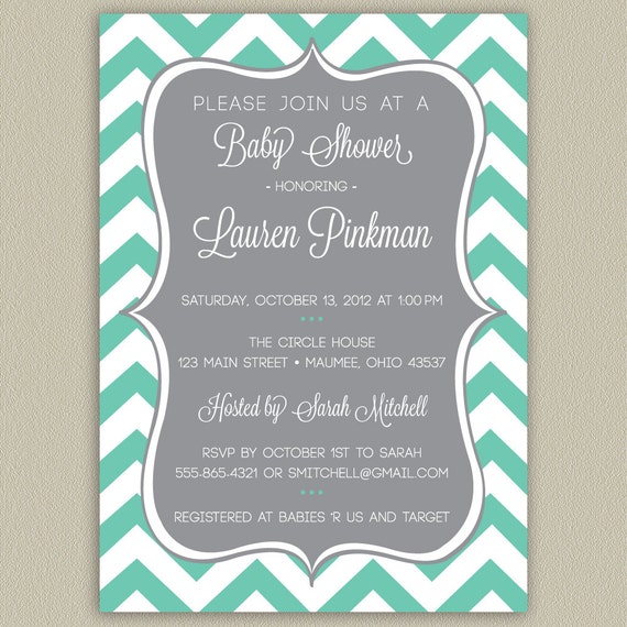 Chevron Baby Shower Invitation Print Your Own Personalized