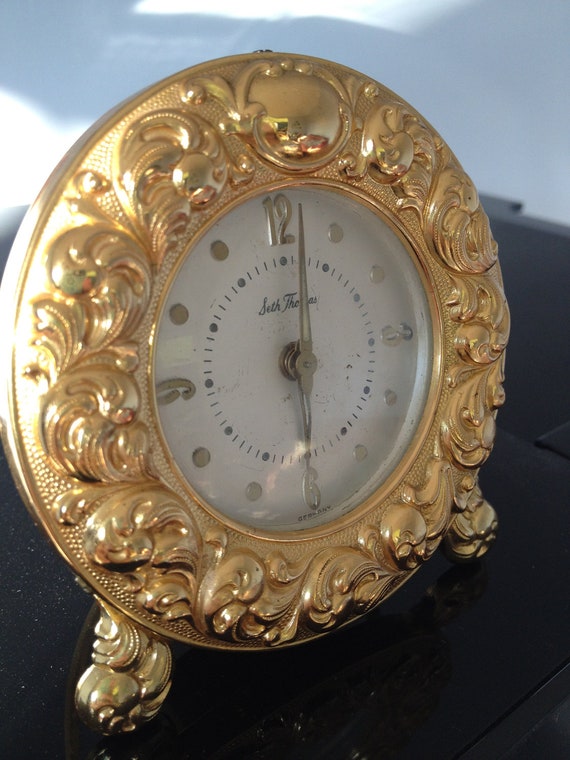 Vintage Gold Tone Seth Thomas Wind Up Alarm Clock Made In