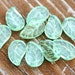SALE 20%OFF Czech Leaf beads, light green glass leaves beads - pressed - 14x9mm - 12Pc - 0395