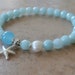 Sui Element, Grade A Amazonite & Aquamarine with Sterling Silver starfish and Freshwater Pearl, Yoga Bracelet, Reiki Charged, free shipping