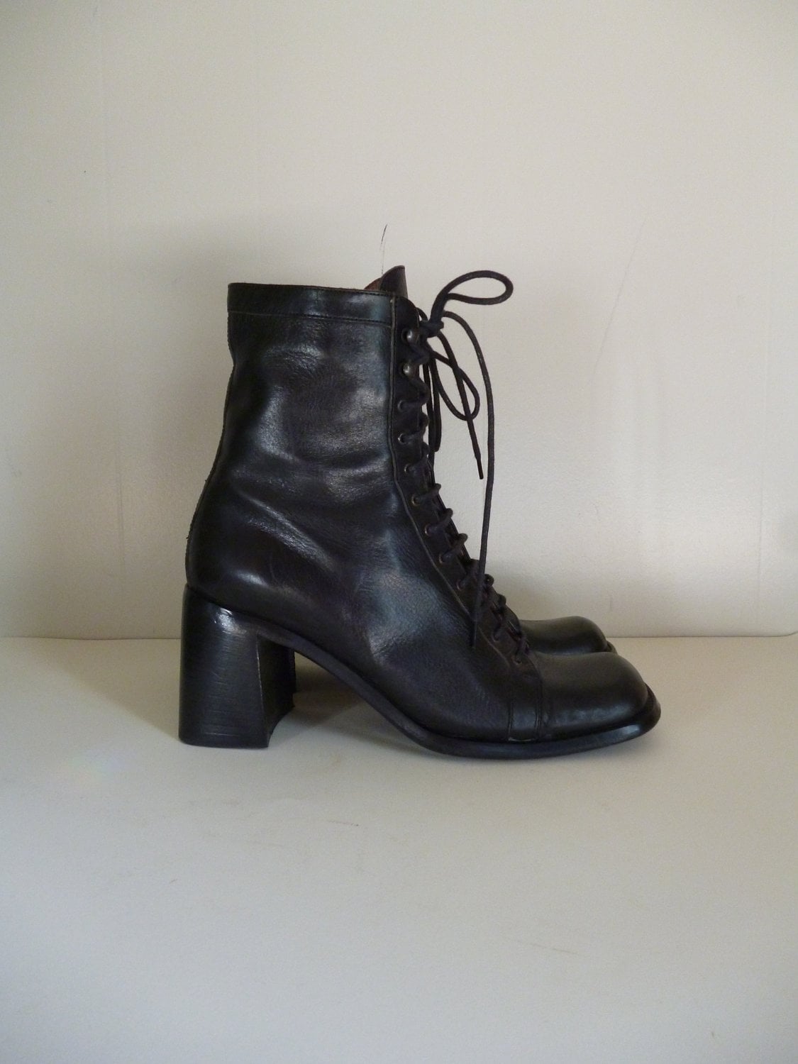 Size 7 / Raffaella Venturini boots / Made in Italy/ Black Lace