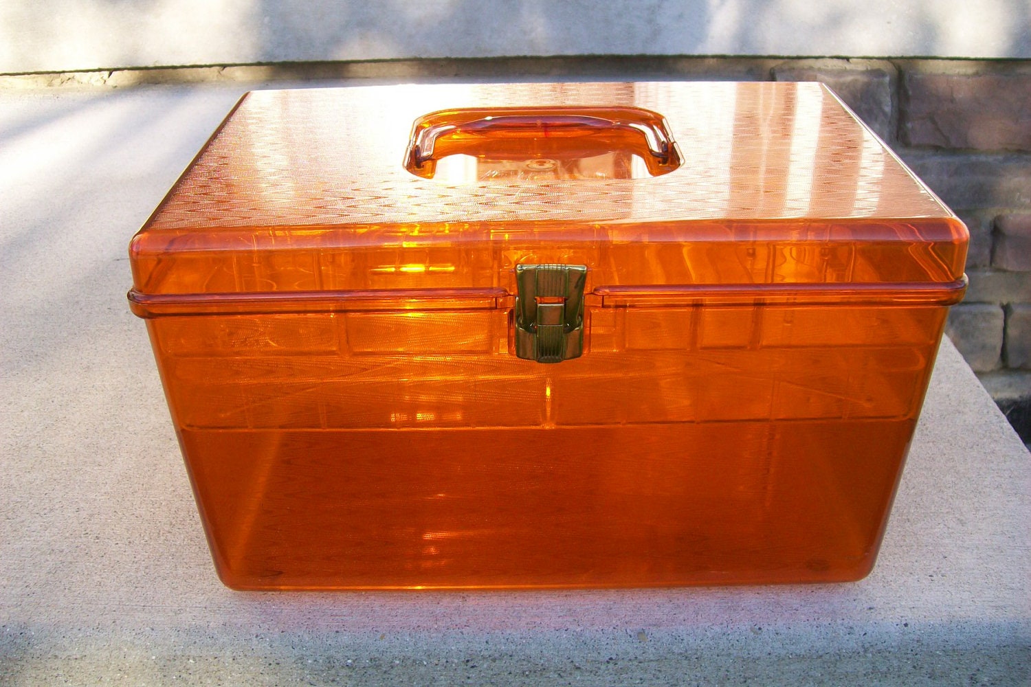 Vintage Wilson Mfg Corp Amber Plastic Sewing Box with Trays