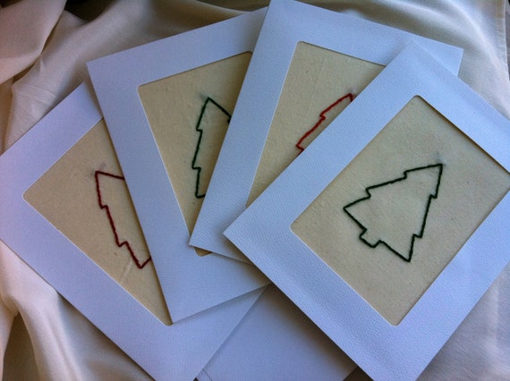 Sale embroidered christmas cards set of four by beantown