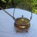 All Brass Antique Footed Fire Pot or Cauldron Fire Starter with Pumice Wand