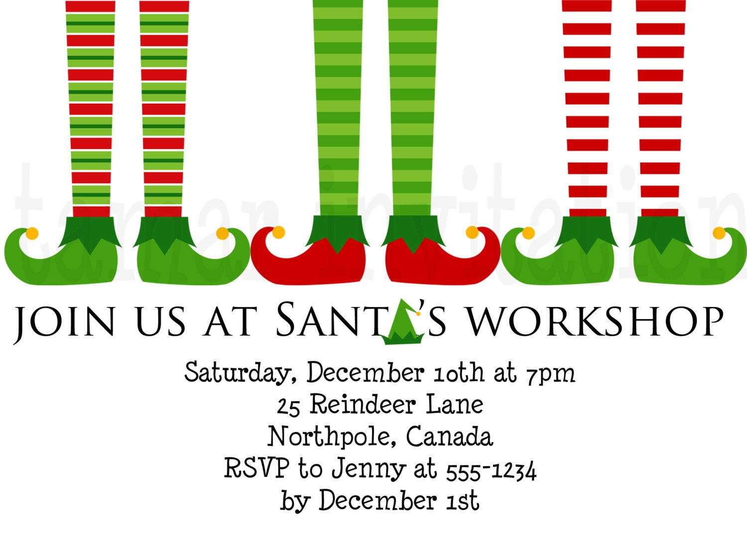 Printable Santa's Elf Christmas Party by TamarInvitations on Etsy