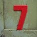 Vintage Metal Number 7 Seven Red Chippy Painted Sign Antique Marquee Metal