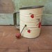 Rustic Old Metal Flour Sifter Country Kitchen Gadget for Decor Cream and Red Apples