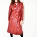 1970s Midi Faux Leather Coat in Deep Wine Belted