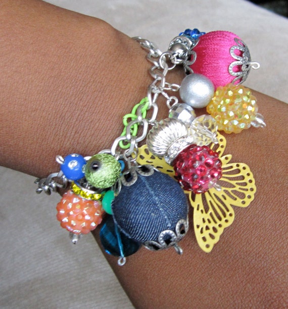 80s Inspired Colorful Charm Chain Bracelet