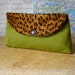 Leopard print--green make up bag