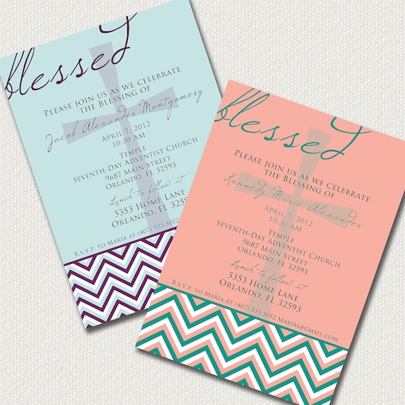 Baby Dedication Blessing Christening Invitation Boy or Girl