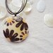 Rustic Style Handmade Ceramic Necklace, Clay Purple Brown Flower Pendant on Leather Cotton Cord and with Magnetic Closure, Round, Artisan