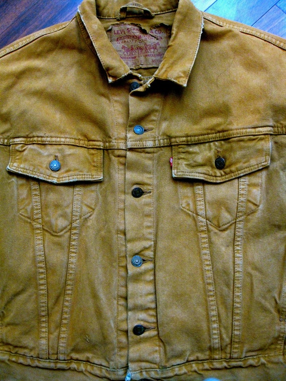 Vintage Levi's Mustard Tan Denim Trucker Jacket Made in
