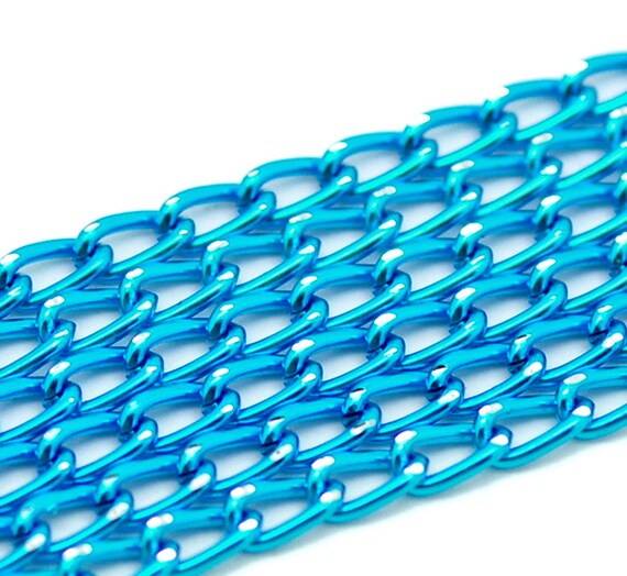 10M Blue Chain LinkOpened Curb Aluminum Chain 6x3.5mm