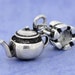 Silver Teapot Dangle Bead 30x13mm 3pcs 3D - Ships IMMEDIATELY from California - B154