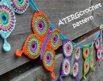 Crochet pattern butterfly garland by ATERGcrochet