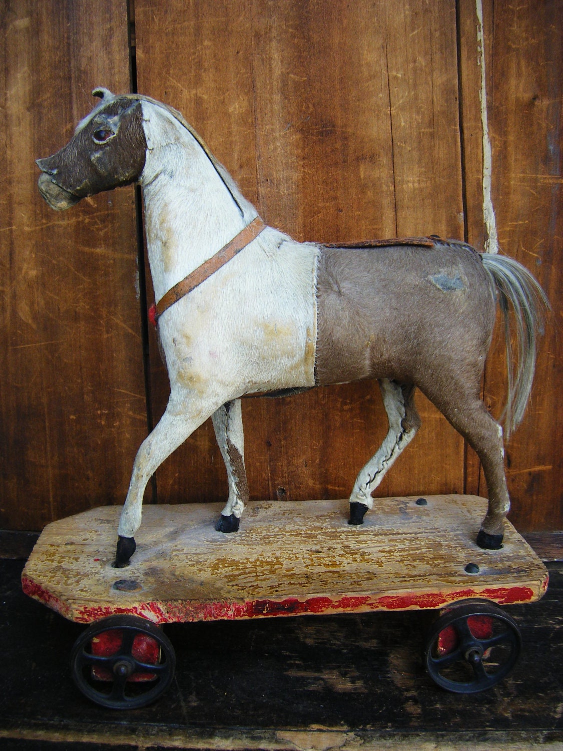 RESERVED for LINDA Antique 1800's Horse Pull Toy by exploremag