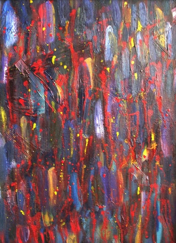 Abstract Dashes--original oil on canvas, signed and framed