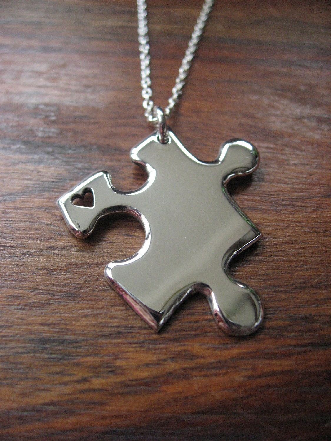Silver Puzzle Heart Pendant Necklace