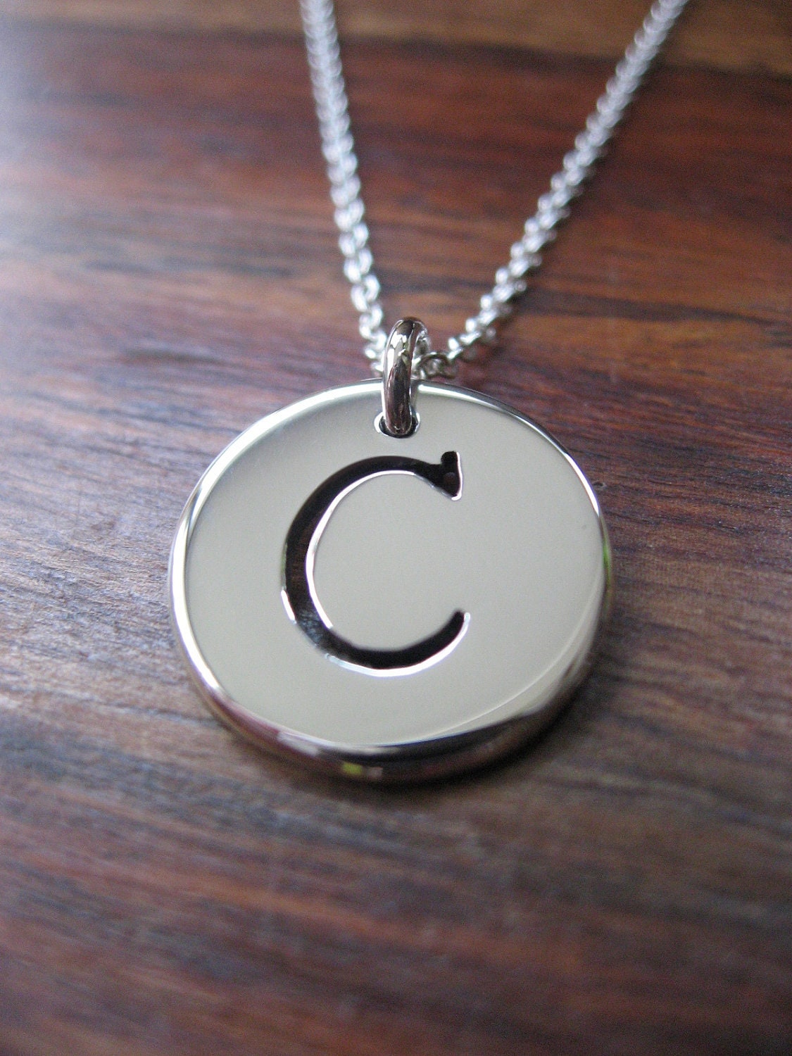 Letter C Initial Silver Pendant Necklace