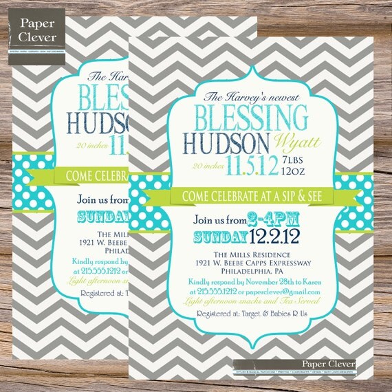 Sip & See shower invitation, typography, any color, modern - digital file, printable #166 Il_570xn