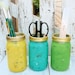 Shabby Chic INDIAN SUMMER Painted Mason Jars for Office or Home Organization