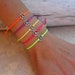 Friendship bracelet - Yellow neon nylon cord - silver tone metal peace sign