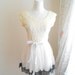 Romantic Ballerina Dreamy Style Beige Lace tank dress Ivory tutu bottom Black Eyelash Lace Trim tunic white sash