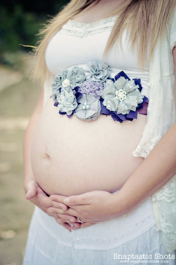 Maternity sash belly sash flower sash by 3CutiePiesBowtique