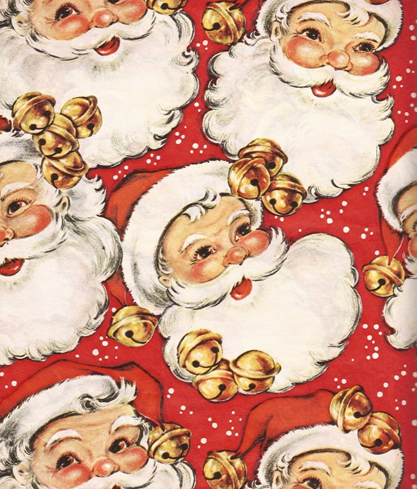 Santa Claus Vintage Wrapping Paper Christmas In July Snow And