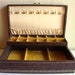RESERVED - Masculine Brown Leather Jewelry Box with Amber Gold Interior Mele Company