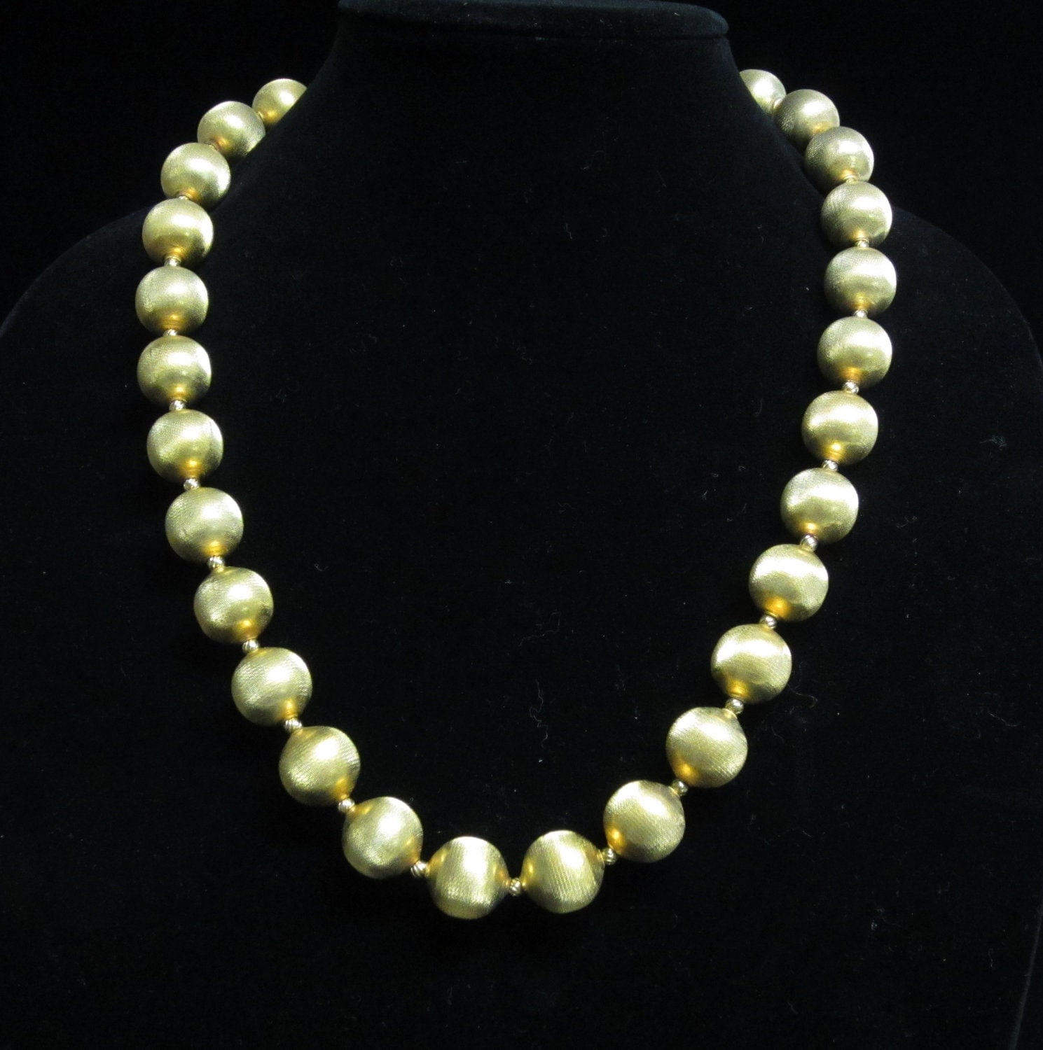 Large Brushed Gold Ball Necklace