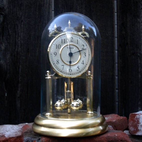 Swivel Timex Westminister Glass Dome Bell Jar Anniversary