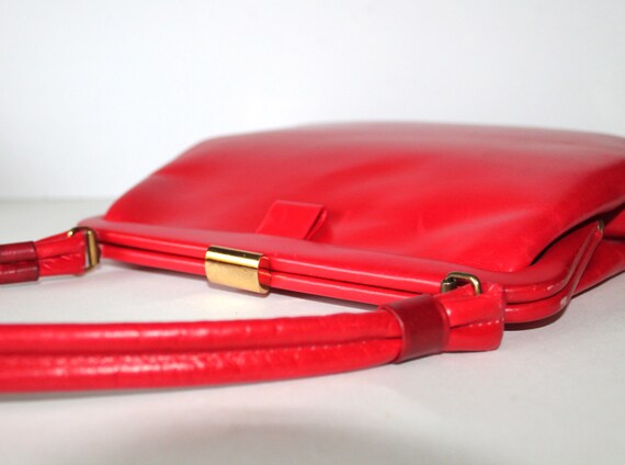 Vintage Red Leather Handbag by Crown Bags by threadsandpins