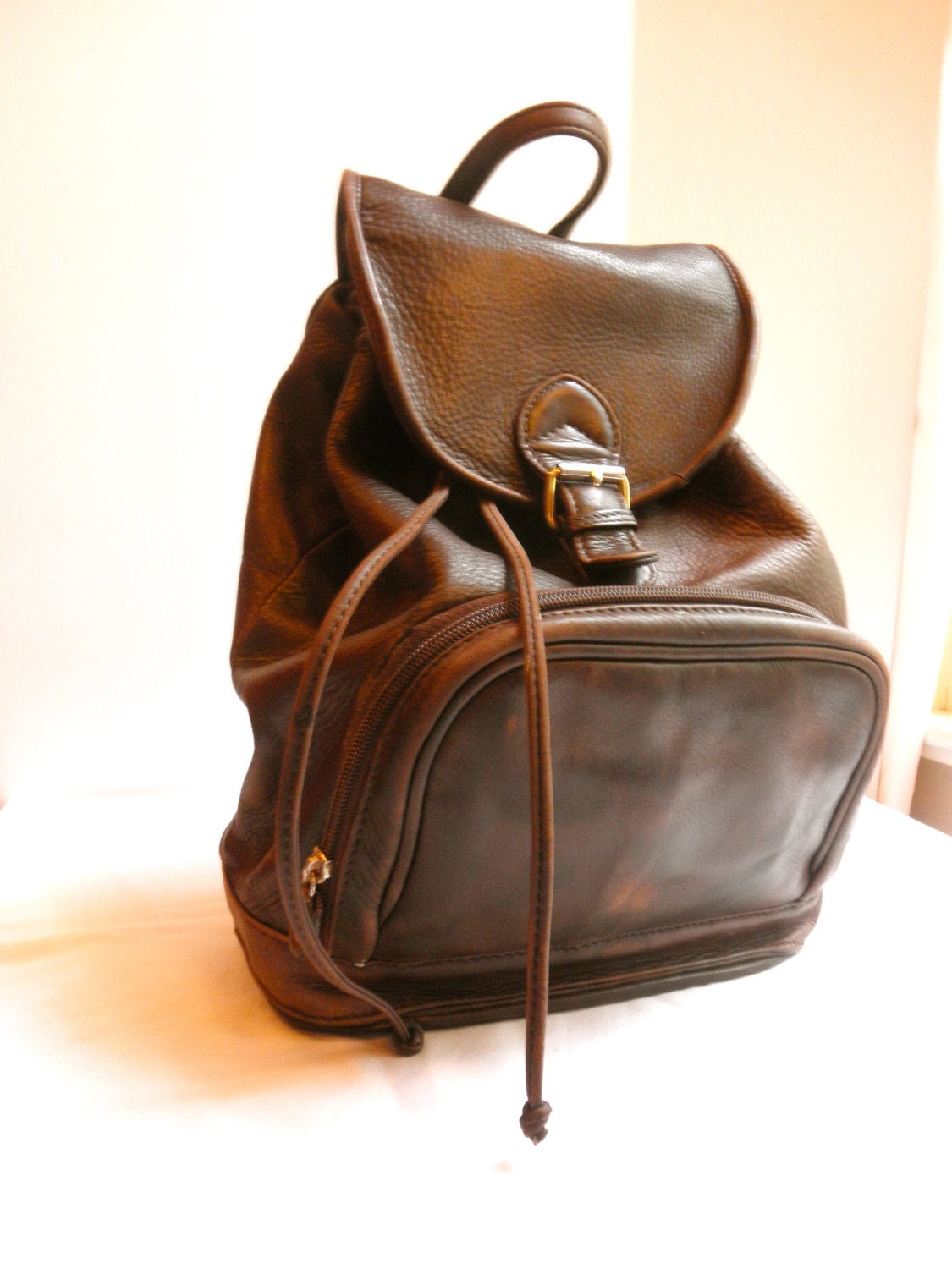 Vintage Distressed Leather Backpack Purse