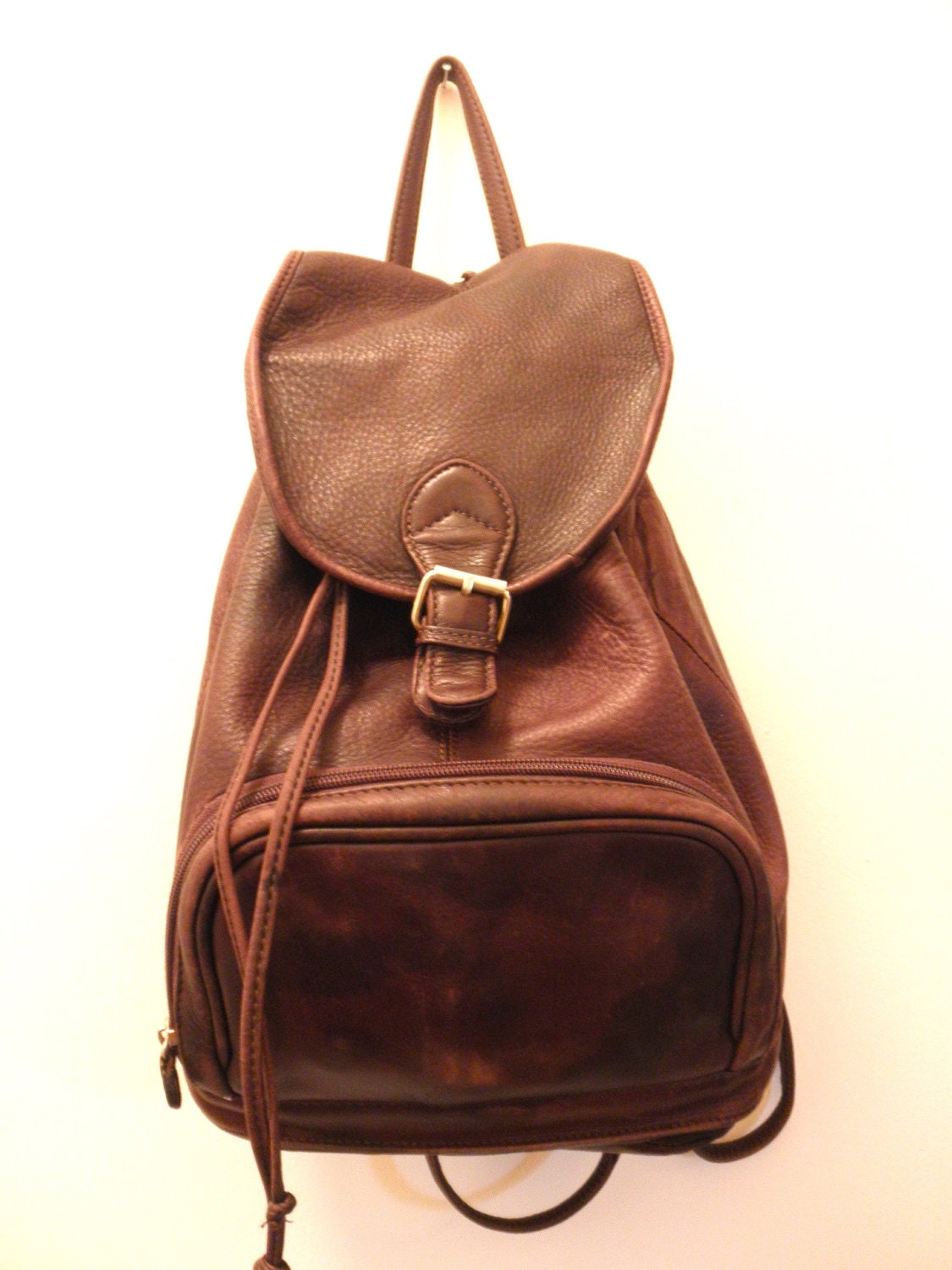 Vintage Distressed Leather Backpack Purse
