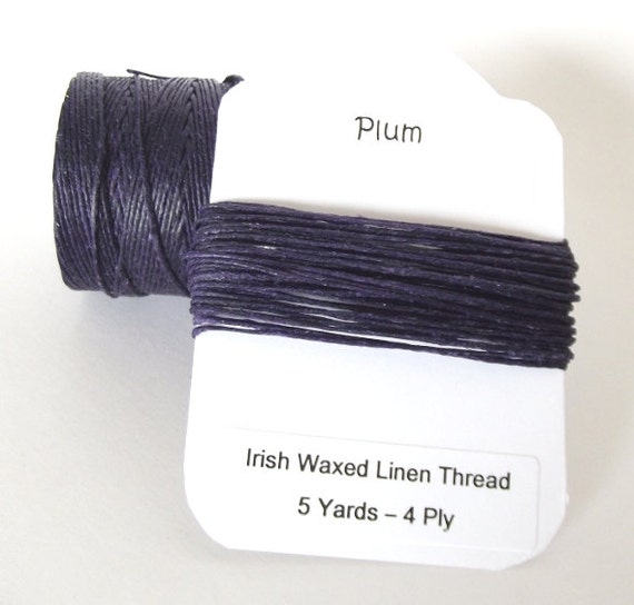 Irish Waxed Linen Thread Cord Plum/Purple 4 Ply 5 Yards