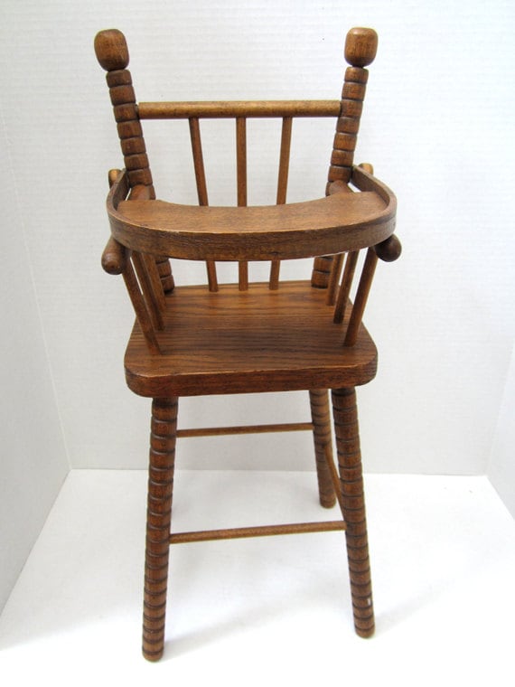 Vintage Child's Wooden Play High Chair