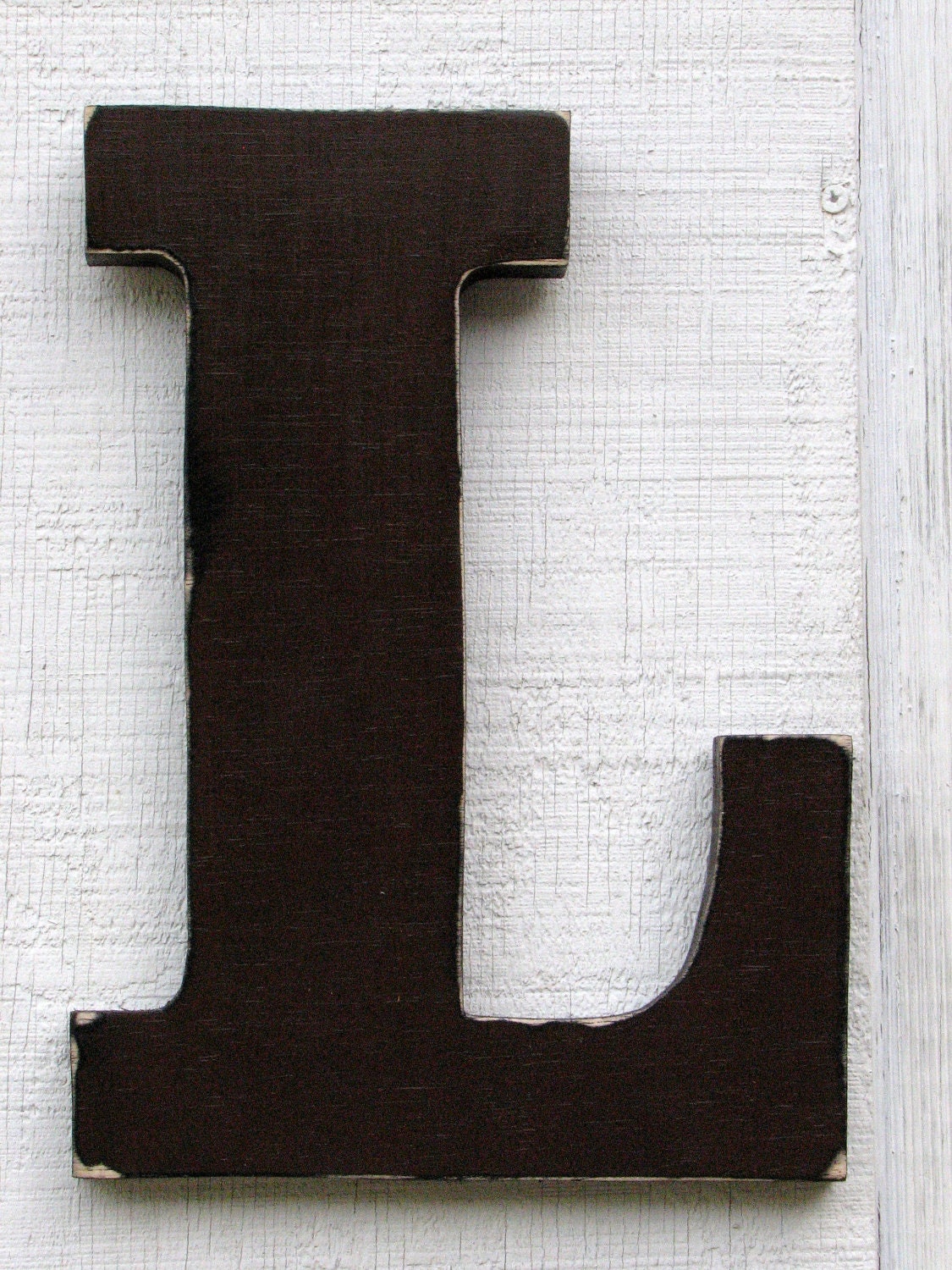 Rustic Wooden Letter L Distressed In Dark Chocolate12